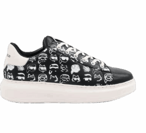 Karl Lagerfeld Ikon NFT Kapri Graffiti Sneaker Black/White Leather