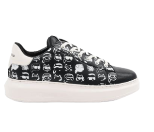 Karl Lagerfeld Ikon NFT Kapri Graffiti Sneaker Black/White Leather