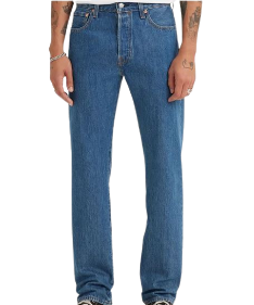 LEVI'S MEN'S 501 ORIGINAL JEANS - MED INDIGO - FLAT FINISH