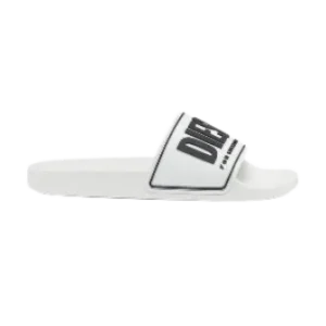 Diesel Sa-Mayemi-Pool slides with 3D logo White and Black