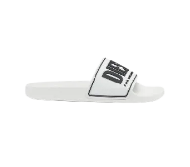 Diesel Sa-Mayemi-Pool slides with 3D logo White and Black